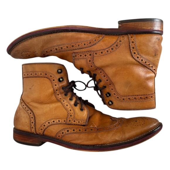 Vintage Johnston & Murphy Wingtip Boots Brown Leather Brogue Size 8 main image 7